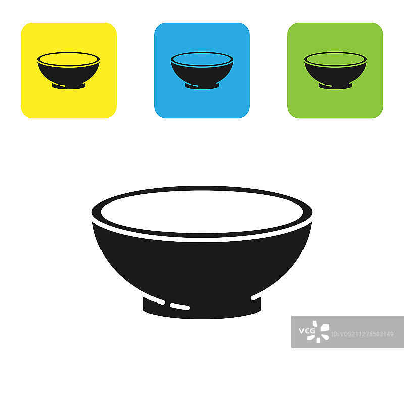 黑碗热汤图标孤立在白色图片素材