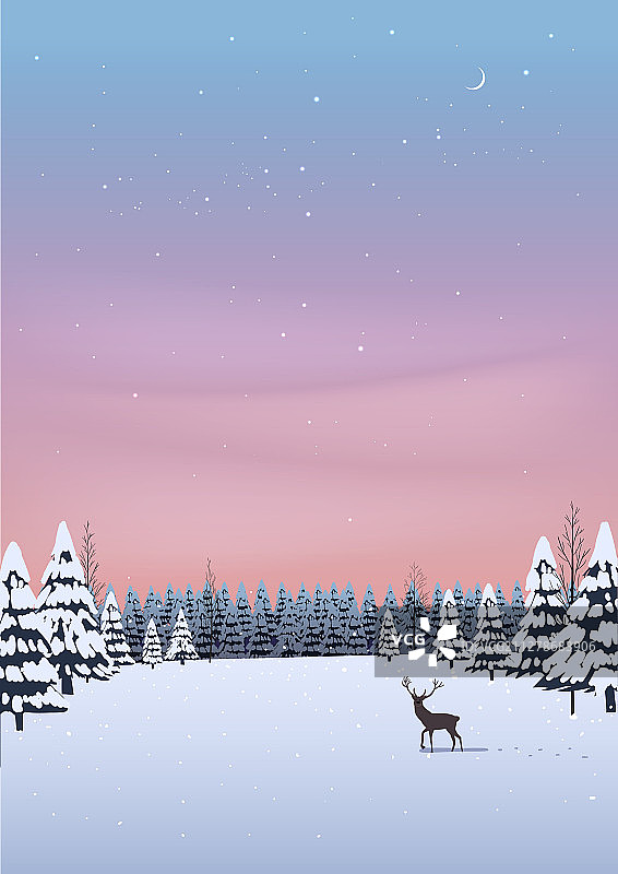 冬季，copyspace，景观，背景，自然，景观，雪，日落，鹿，森林图片素材