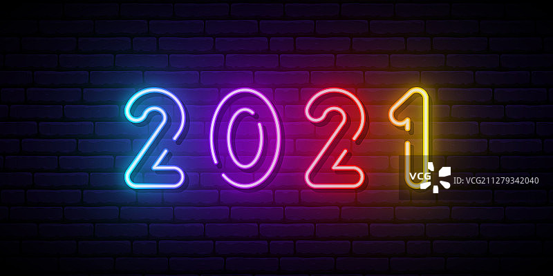 2021年霓虹招牌鲜艳多彩，标志喜庆图片素材