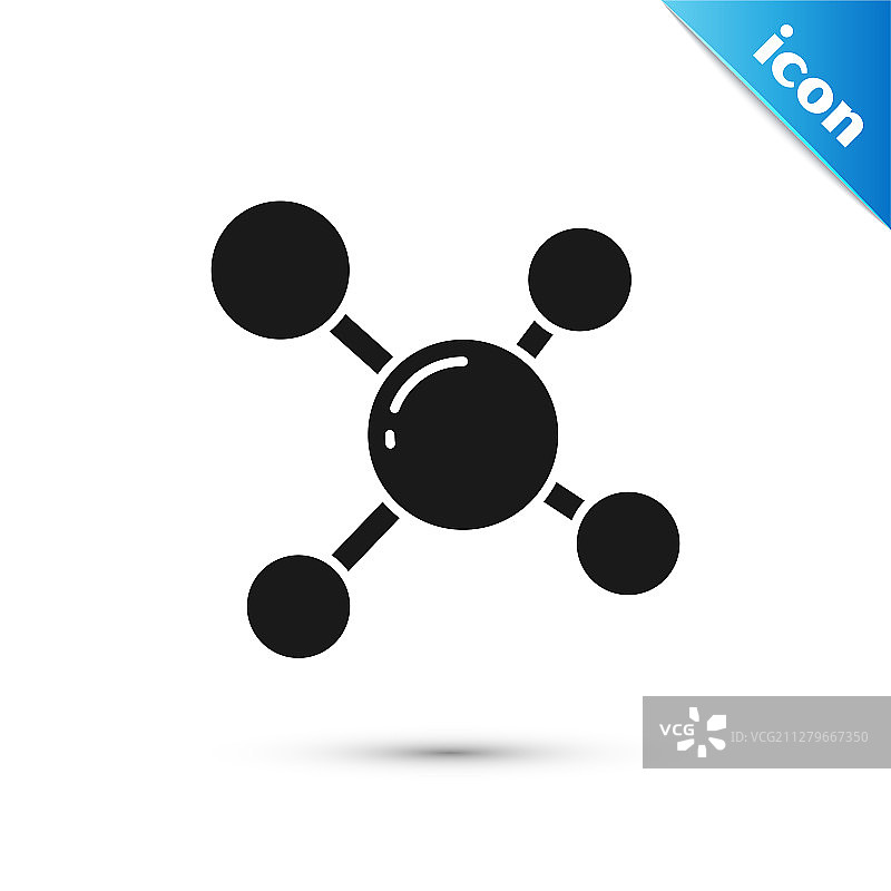 黑色分子图标孤立在白色背景上图片素材