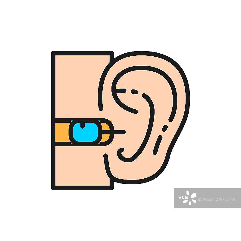内置助听器平面彩色线图标图片素材