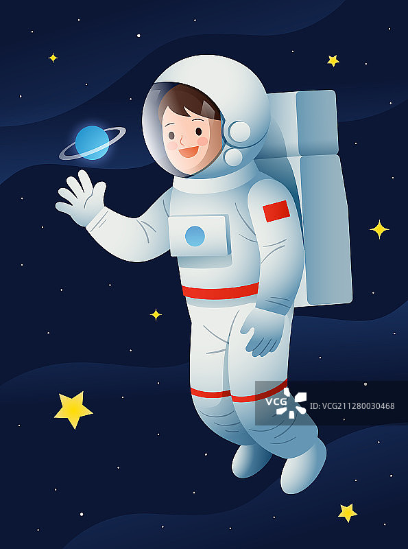 宇航员与一颗蓝色的小星球图片素材