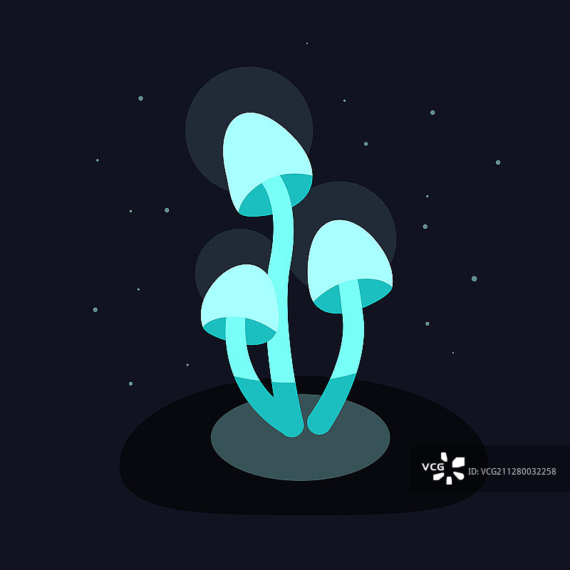 霓虹蘑菇蓝的梦幻背景图片素材