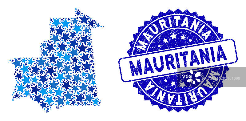 蓝星毛里塔尼亚地图组成和纹理图片素材