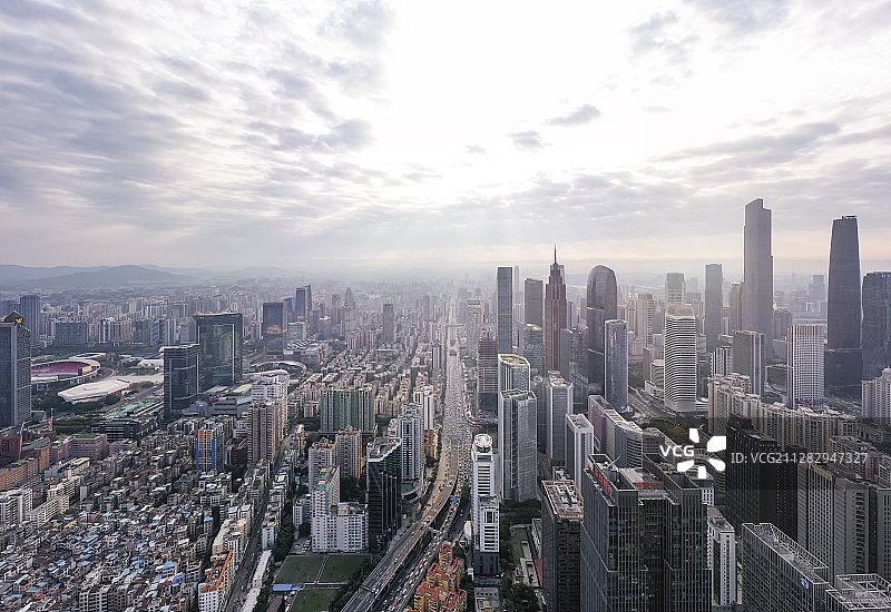 中国广州城市天际线高空航拍图片素材