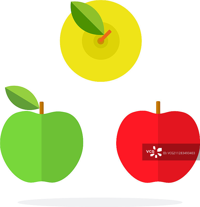 红绿苹果和黄苹果的侧视图图片素材