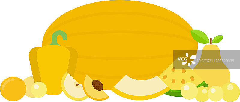 蔬菜和水果颜色黄色平坦图片素材