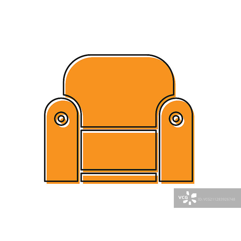 橙色扶手椅图标孤立的白色背景图片素材