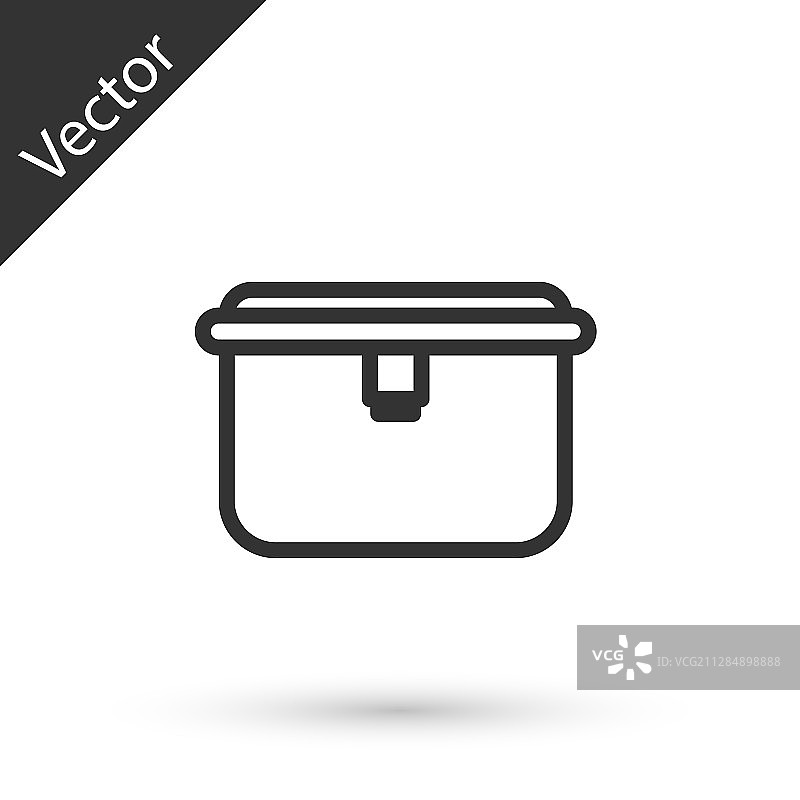 灰色线午餐盒图标孤立在白色图片素材