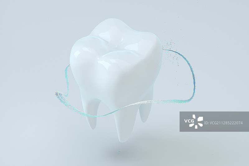 牙齿与环绕的曲线 3D渲染图片素材