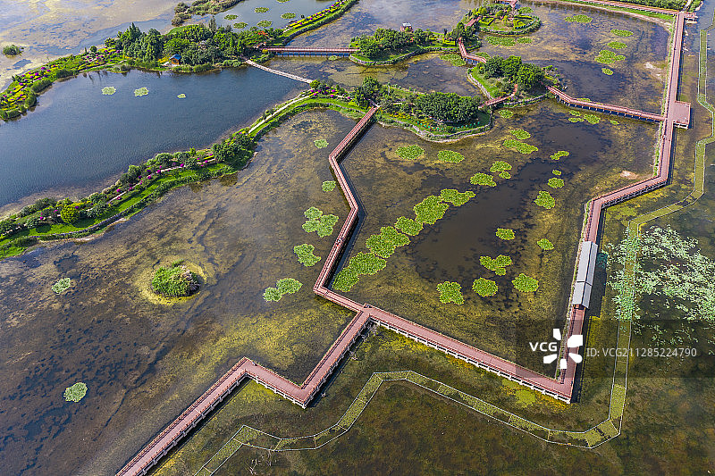 云南省红河州石屏县异龙湖国家湿地公园航拍风光图片素材