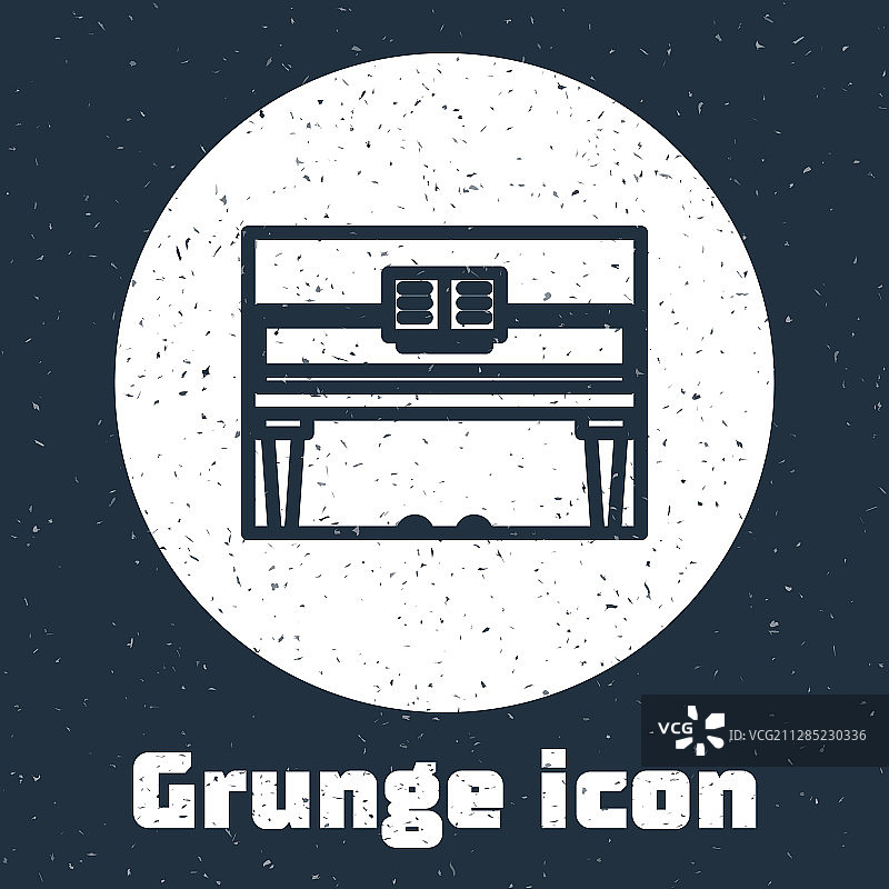 Grunge线大钢琴图标孤立在灰色图片素材