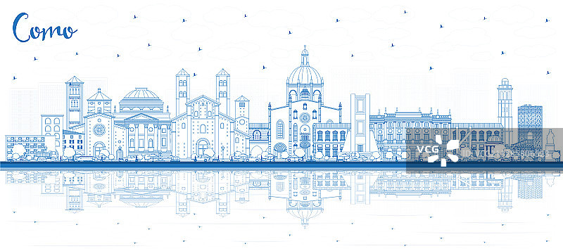 用蓝色勾勒出意大利城市的天际线图片素材
