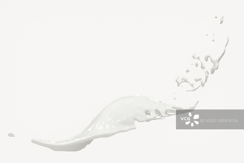 飞溅的牛奶与白色背景 3D渲染图片素材