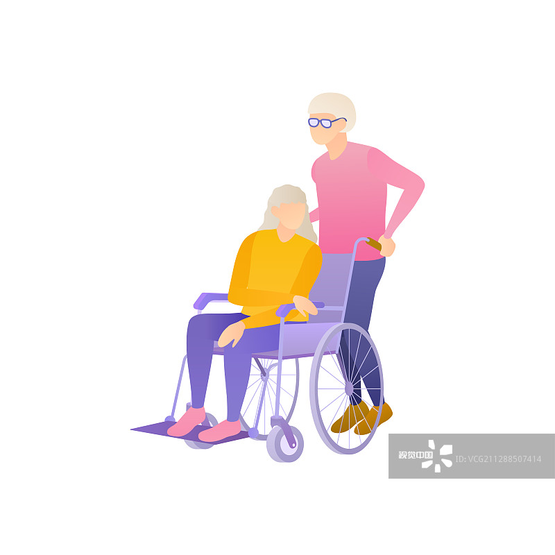 一位老人坐在轮椅上图片素材