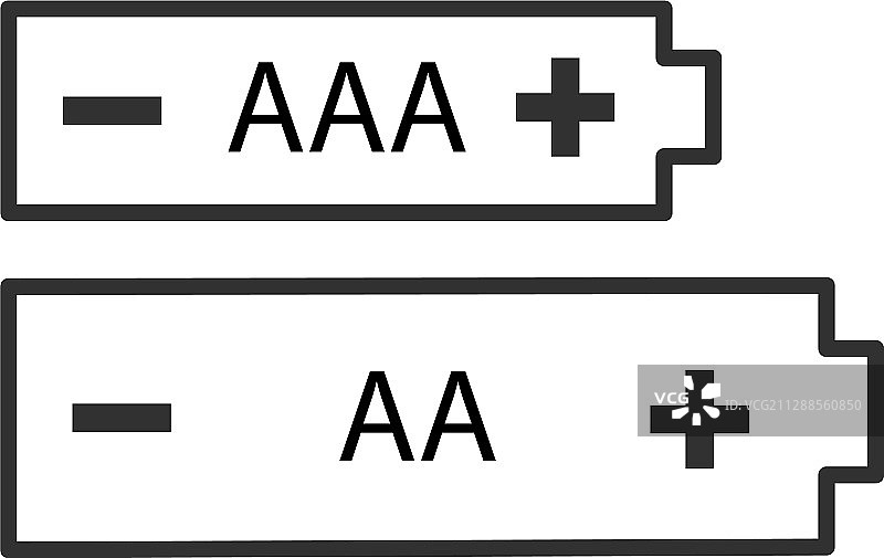 Aa和aaa碱性电池图标设置股票图片素材