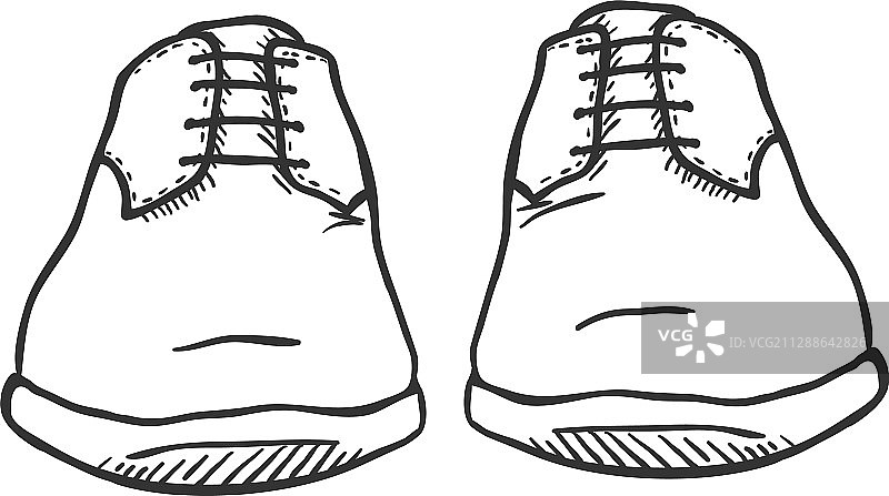素描-双经典男士鞋正面视图图片素材