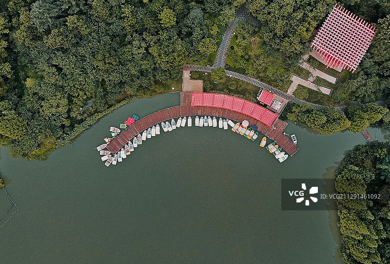 江苏省常州市钟楼区青枫公园游船码头航拍图片素材