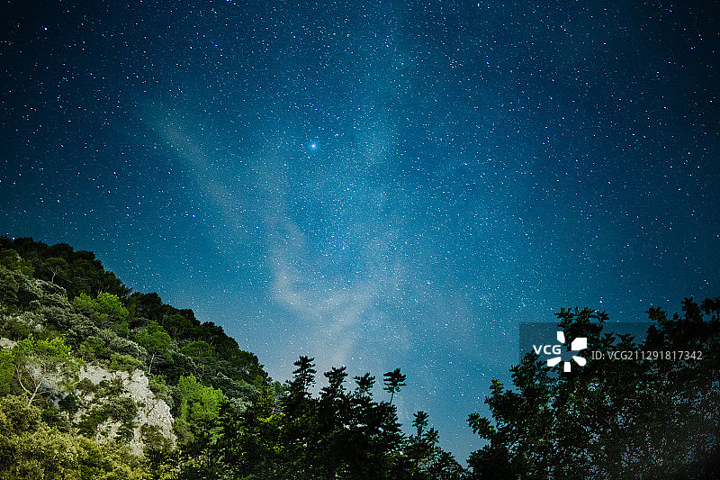 低角度的星空，帕尔马，马略卡岛，西班牙图片素材