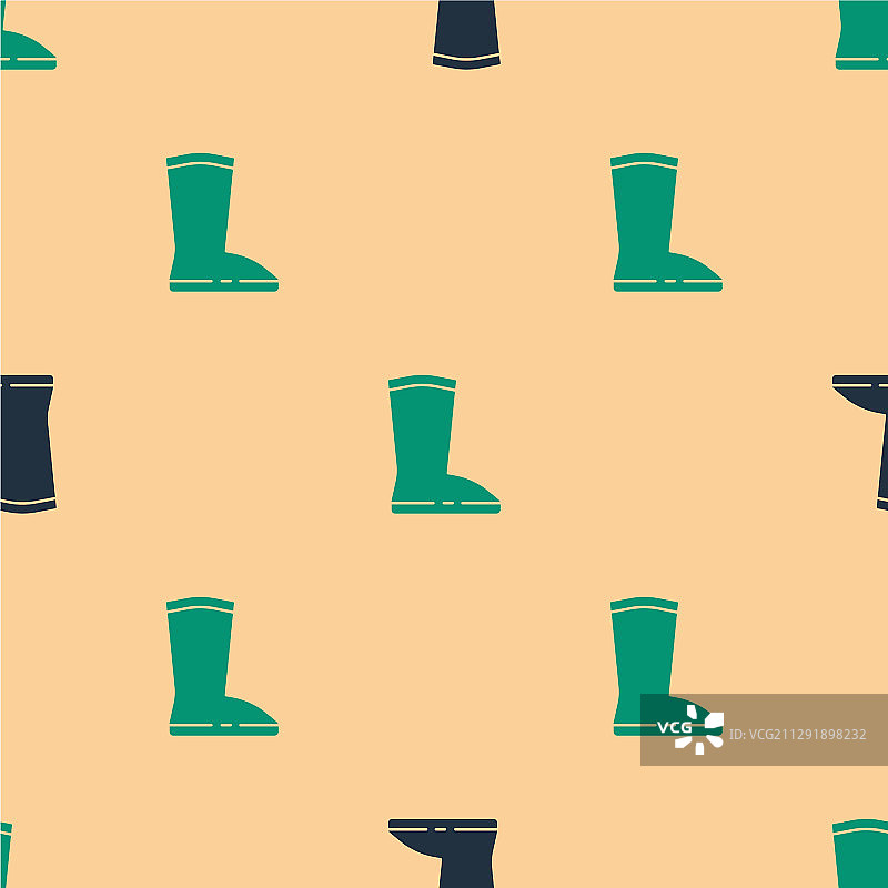 绿色和黑色防水橡胶靴图标图片素材