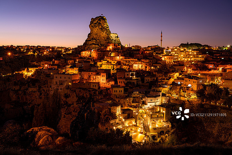 乌奇萨镇黄昏，乌奇萨，土耳其图片素材