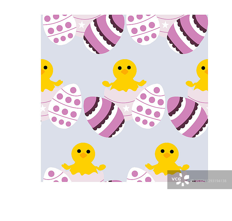 紫色复活节蛋和鸡的无缝图案图片素材