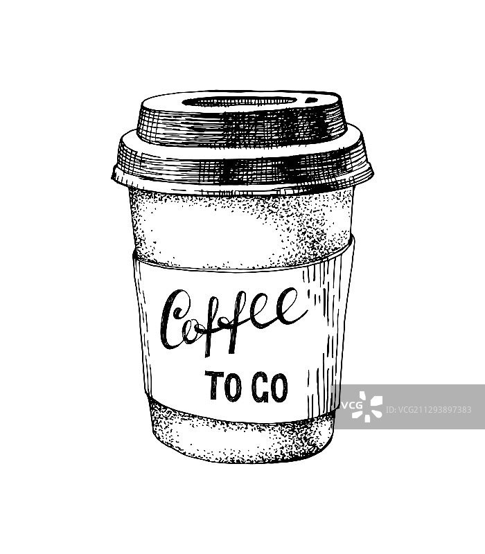 手绘纸咖啡杯与字母咖啡图片素材
