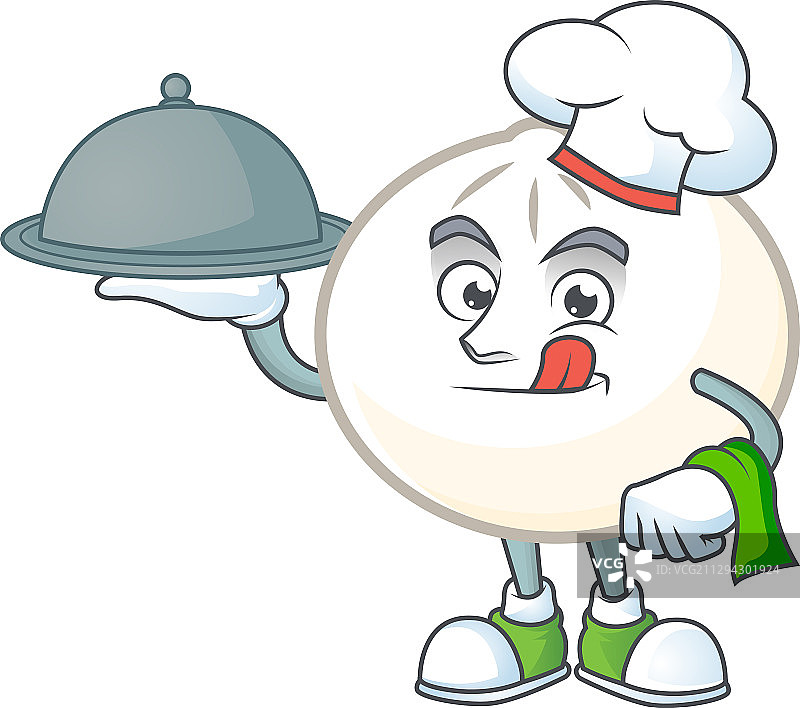 卡通设计的白色跳跳当厨师吃东西图片素材