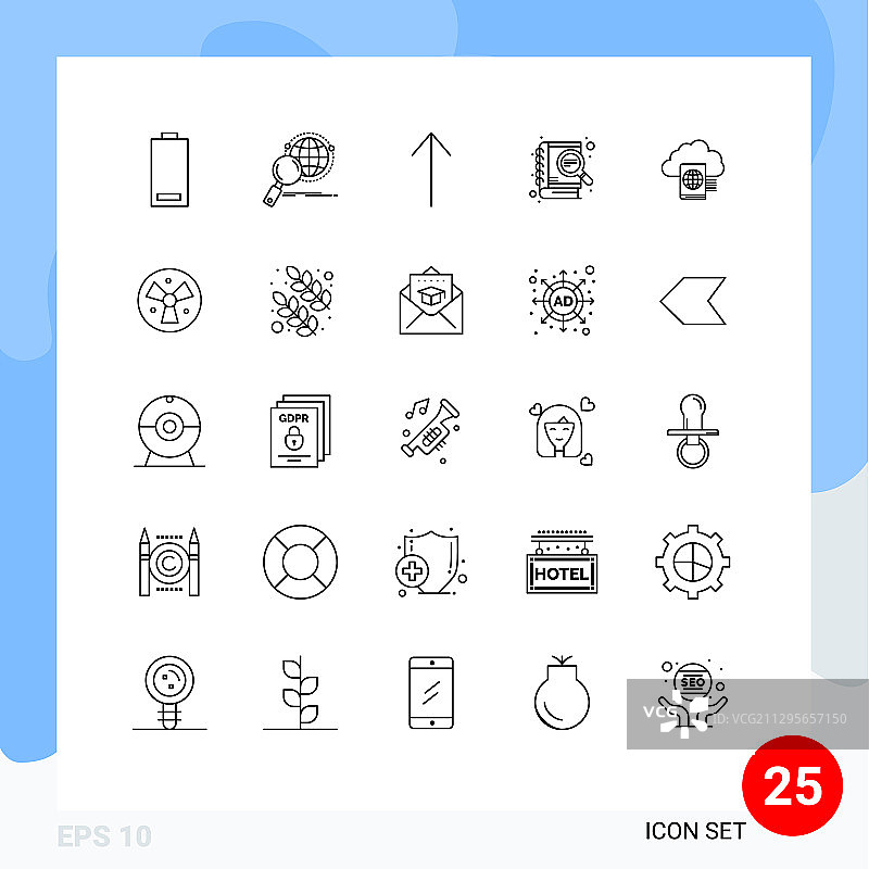 25个创意图标的现代符号和符号图片素材