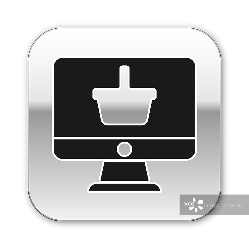 黑色电脑显示器上有购物篮图标图片素材