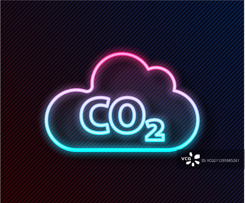 发光的霓虹线二氧化碳排放在云图标图片素材