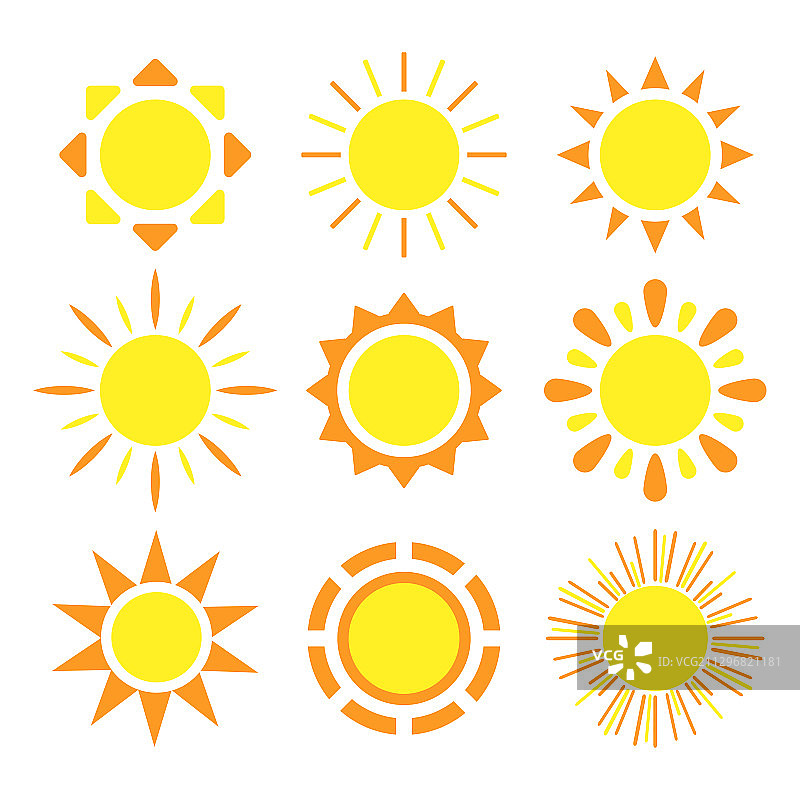太阳图标设置元素的天气设计夏季图片素材