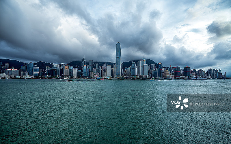 香港维多利亚港城市天际线图片素材