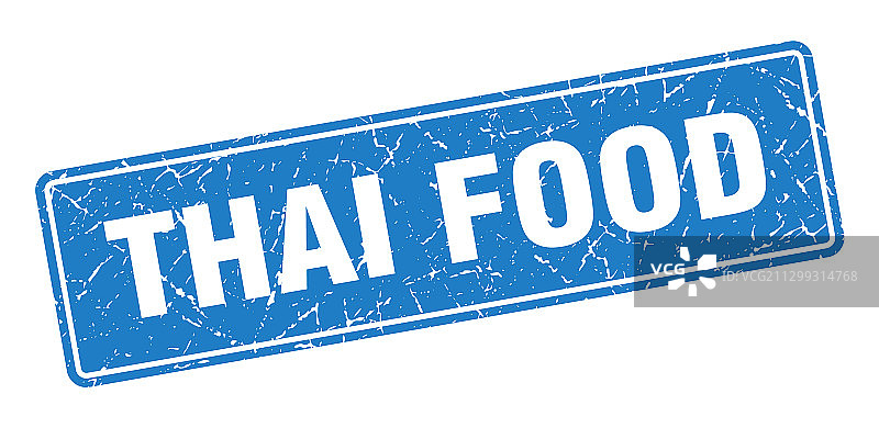 泰国食品邮票泰国食品复古蓝色标签标志图片素材
