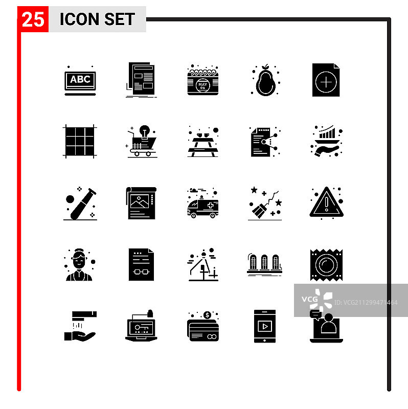 分组25个固体符号符号和符号图片素材