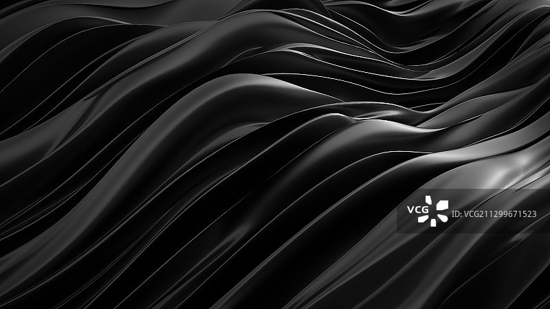 3D渲染极简黑色波浪背景图片素材