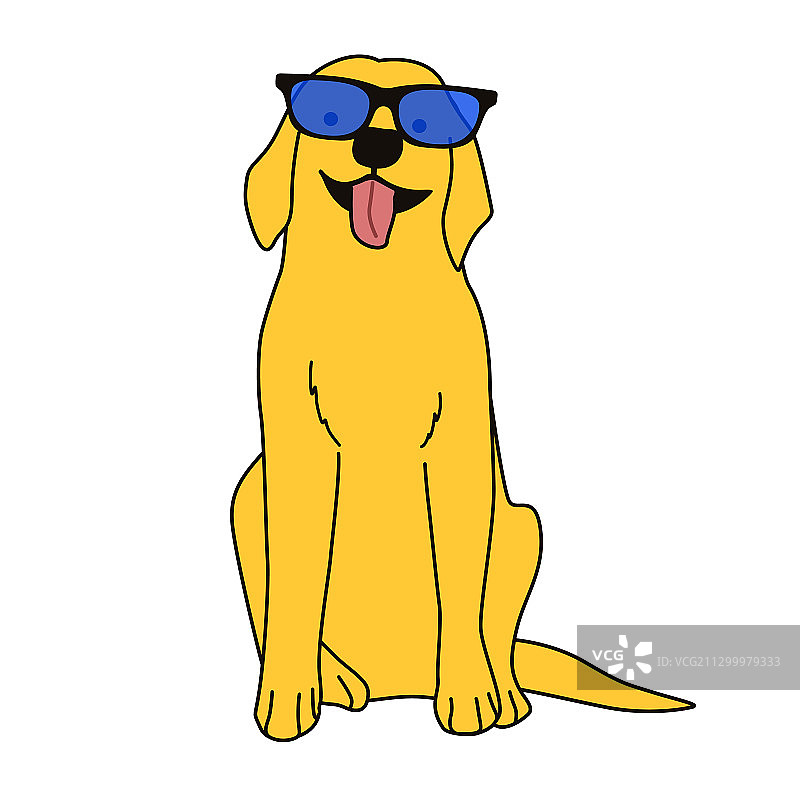 一只猎犬戴着墨镜图片素材