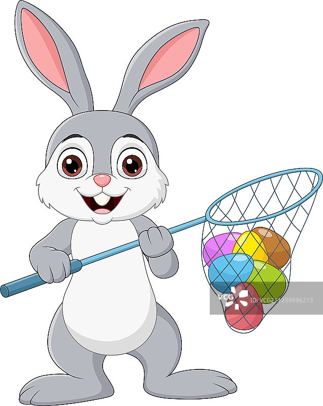 卡通兔子寻找复活节彩蛋图片素材
