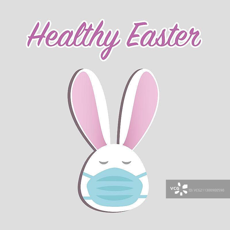 健康的复活节概念可爱的复活节兔子的脸图片素材