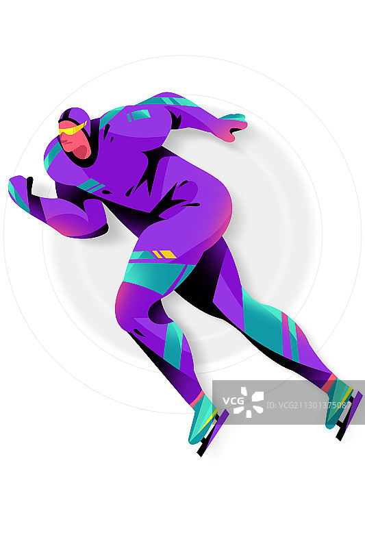 运动员滑冰冲刺的插画图片素材