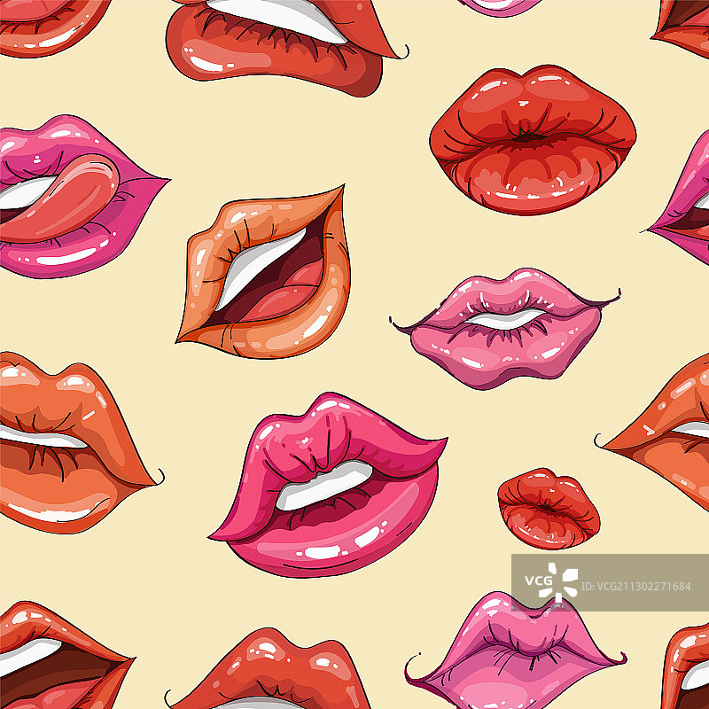 女性的嘴唇设置在甜蜜的激情模式图片素材