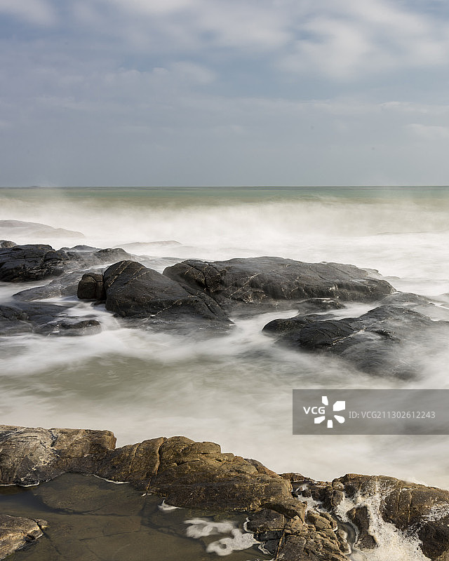慢门拍摄的海岸文昌石头公园海岸风光图片素材