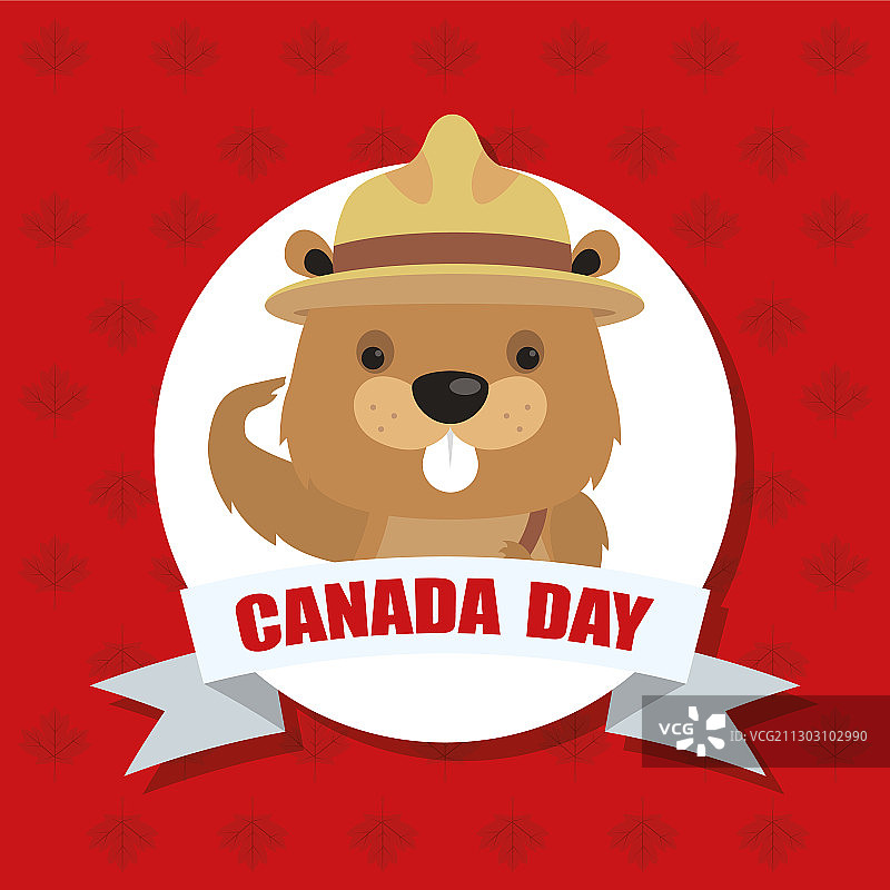 可爱的海狸加拿大日快乐图片素材