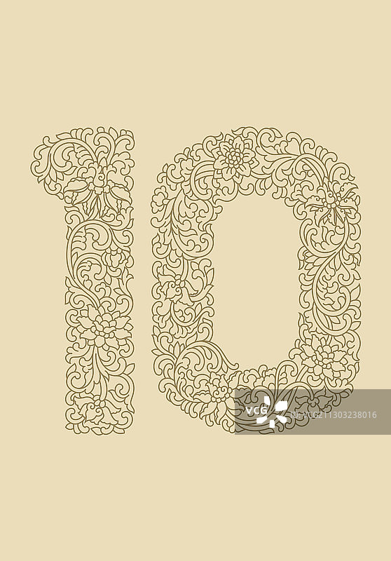 阿拉伯数字10，线条花纹图片素材