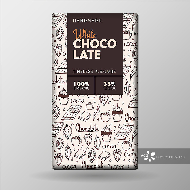 白牛奶巧克力棒包装设计与手工图片素材