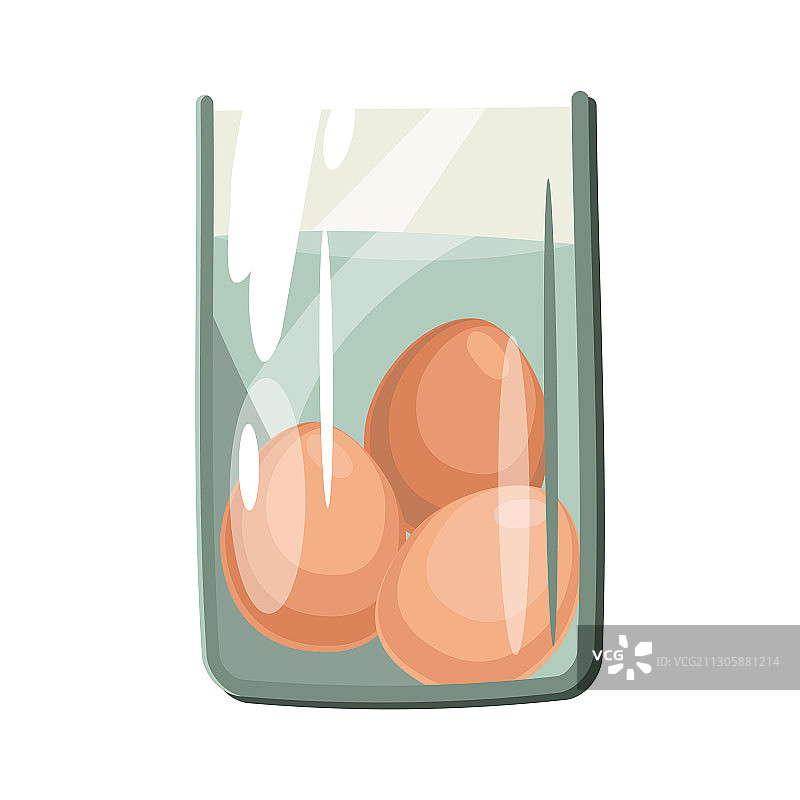 三个煮鸡蛋在玻璃卡通鸡蛋孤立图片素材