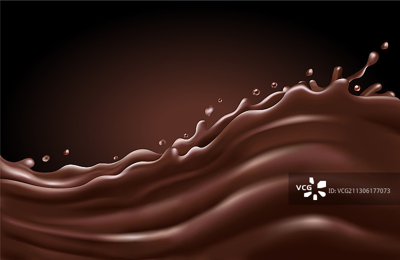 黑色背景上的巧克力喷溅图片素材