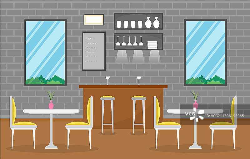 现代空咖啡馆餐厅室内家具图片素材