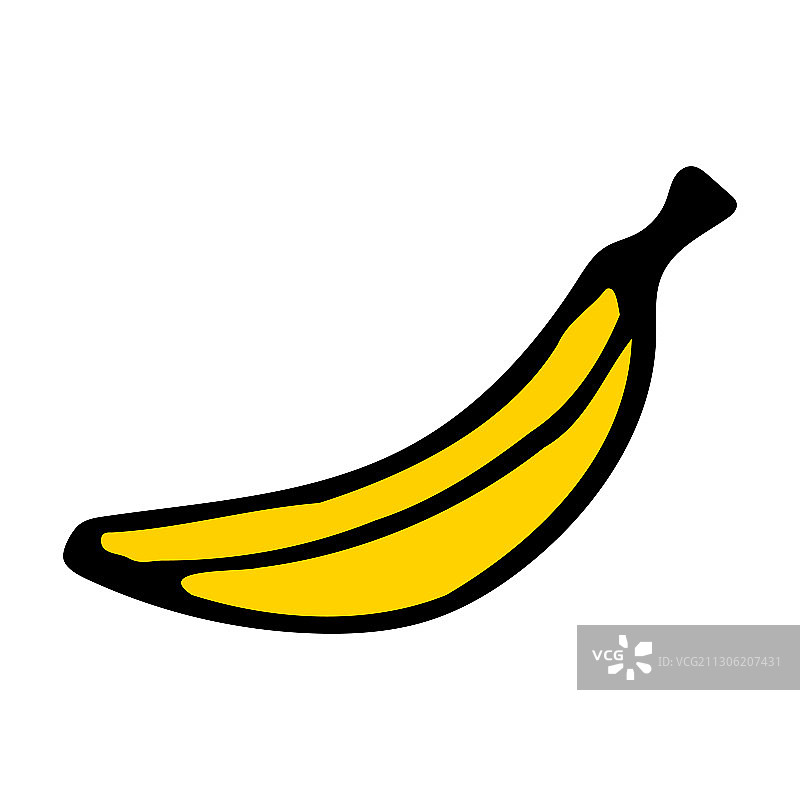 黄色香蕉手绘轮廓涂鸦图标图片素材