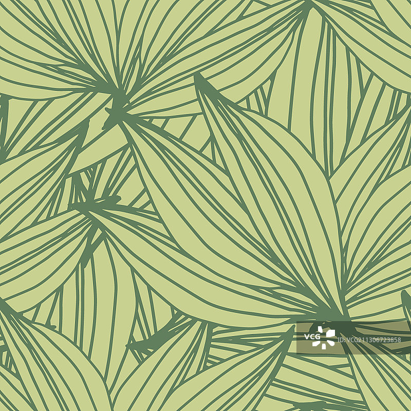 创意线形绿叶，造型无缝图片素材